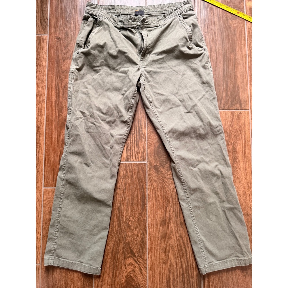 Eddie Bauer Mens Canvas Utility Pants Olive Green Straight Leg 34x32 Workwear